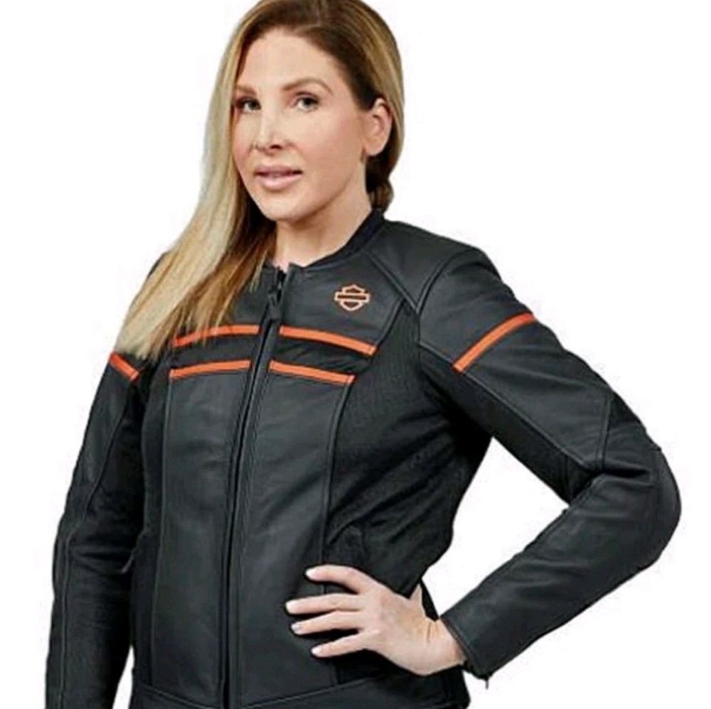 Harley-Davidson Brawler Leather Jacket 98007-21VW 100% Cowhide Leather Women's M